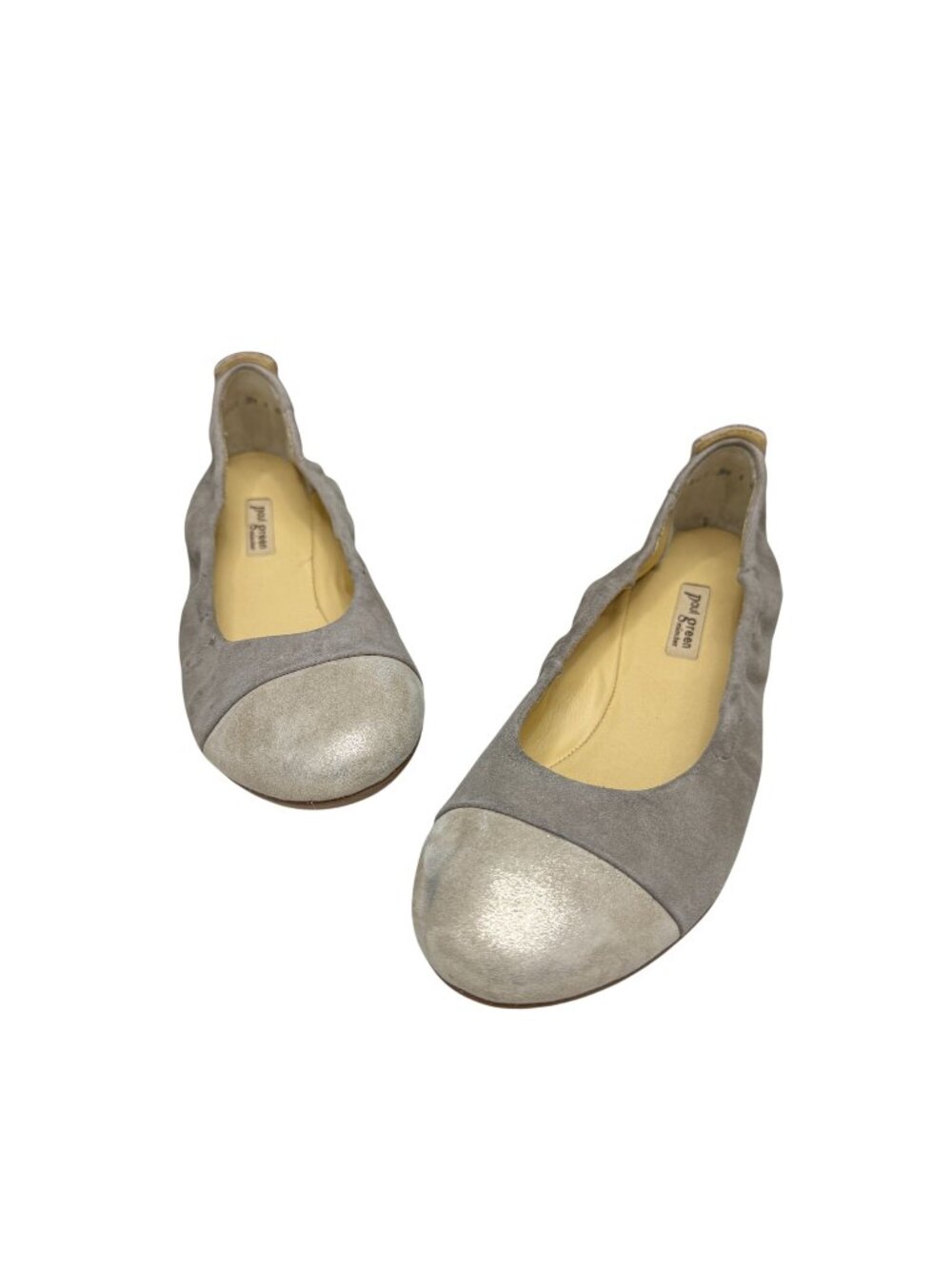 Paul Green Women's Suede Ballet Flats Metallic Cap Toe, 3.5 (US 6) WORN ONCE